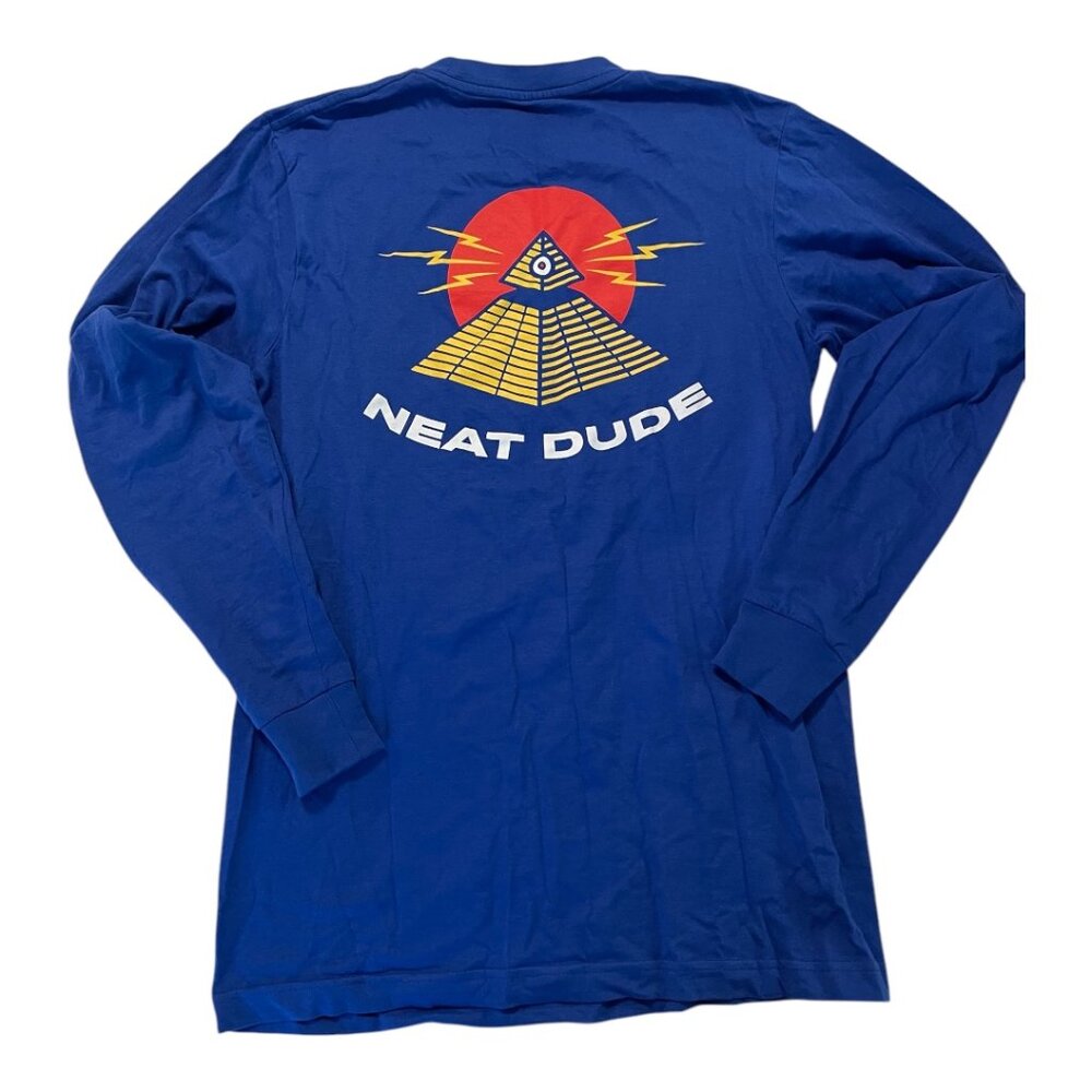 Neat Dude Blue Pyramid Long Sleeve Size Small